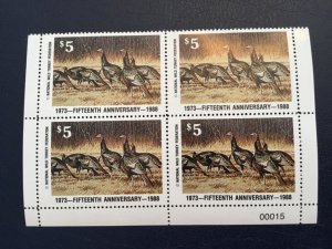 ICOLLECTZONE  Wild Turkey Federation 1973-1988 Pl Block VF NH