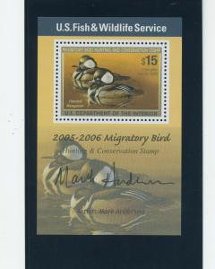 RW72b Hooded Mergansers Souvenir Sheet PSE Graded Cert XF-SUPERB 95  NH