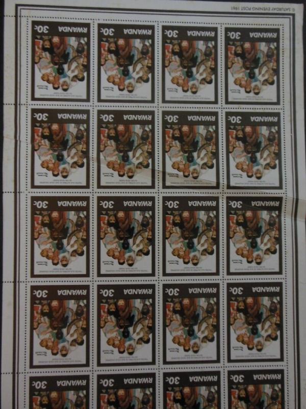 RWANDA : 1981. Scott #1027-34 Paintings Norman Rockwell 400 setsVF MNH Cat $2480