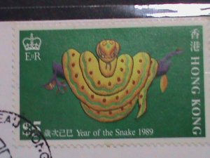 ​HONG KONG -1989-SC#534-7 LUNER NEW YEAR OF LOVELY SNAKE FDC VERY FINE