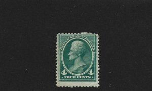 United States Scott 211 4-cent Jackson unused hinged thin 2021 cv $225