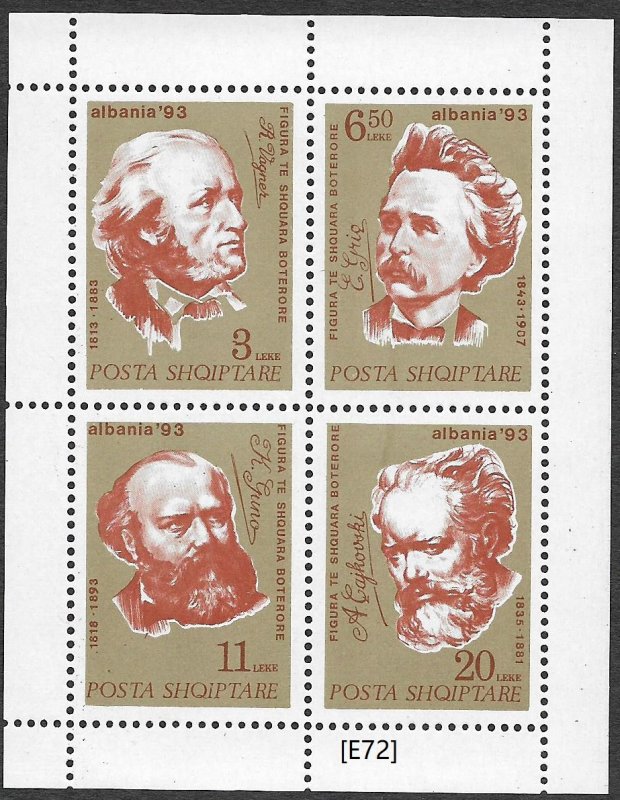 [E72] Albania 1995. Famous composers, Mi 2547-2550, MNH