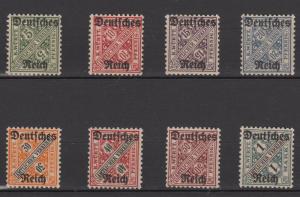 WWI  Third Reich Service Stamps  Full Set  Michel 57/64 MNH Luxe