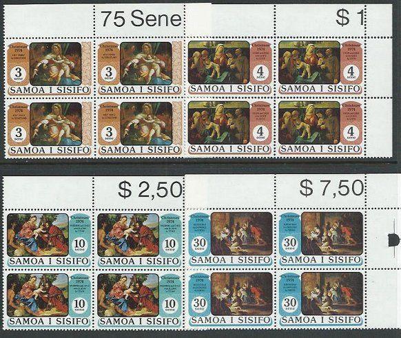 SAMOA 1974 Christmas value blocks of 4 MNH.................................51979