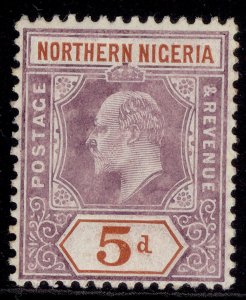 NORTHERN NIGERIA EDVII SG24a, 5d dull purple & chestnut LH MINT. Cat £38. CHALKY