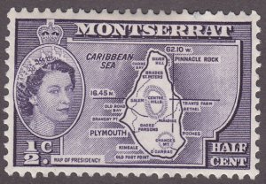 Montserrat 128 Map of the Island 1956
