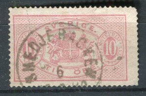 SWEDEN; 1880s early classic Official issue used 10ore. value fair Postmark