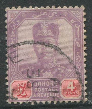 STAMP STATION PERTH Johore #89 Sultan Ibrahim Definitive  Wmk 3  Used 1918-1920