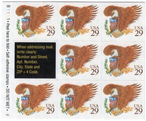 Scott #2595a Eagle & Shield Plate Block of 8 Stamps - MNH