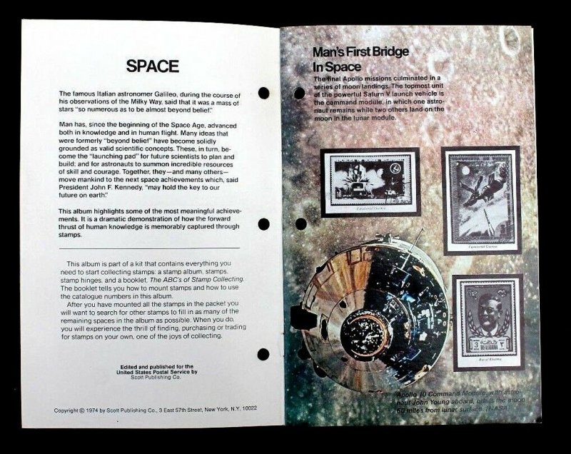 Deluxe Vintage Stamp Collecting Starter Kit by USPS Space Stamps in Stock Book