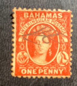 Used Bahamas Revenue Cancel Queen Victoria 1862 Stamp Sc# 5