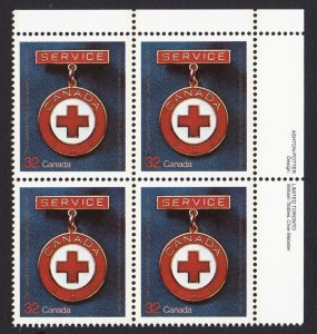 RED CROSS, MEDAL * Canada 1984 #1013 MNH UR Block of 4