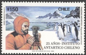 1989 Chile Scott # 836, 25 years Chilean Antarctic Institute - Penguins - MNH