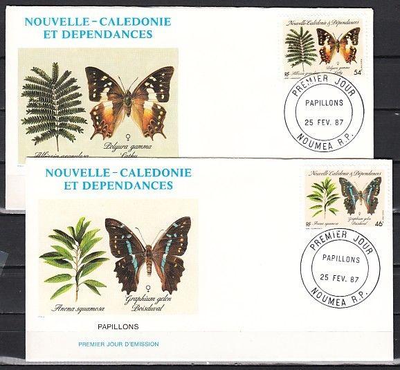 New Caledonia, Scott cat. 555-556. Butterflies issue on 2 First day covers. ^