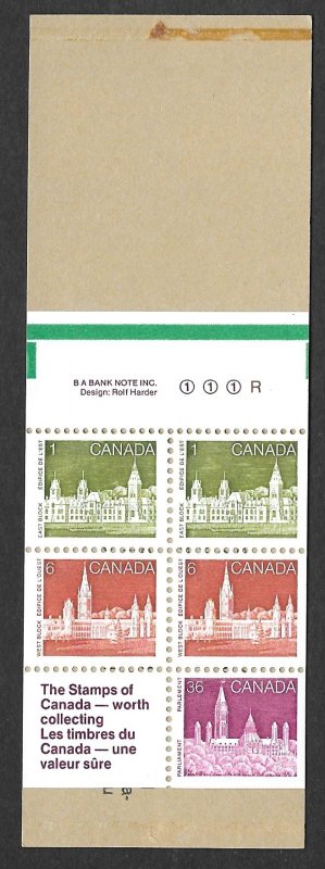 Canada BK92a: 1c (938), 6c (942), 36c (948), Peace Tower cover, Parliament, VF