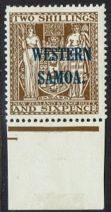 SAMOA 1945 NEW ZEALAND ARMS OVERPRINTED 2/6 STAMP MNH ** WMK MULTI STAR NZ