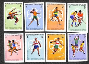 Maldives 1976, Olympic games 8v, imperforated, MNH