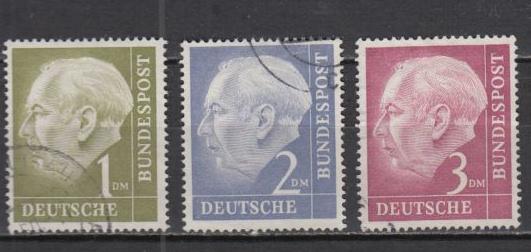 Germany - 1954 President Heuss DM stamps Mi# 194/196(6539)