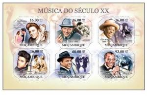 MOZAMBIQUE 2011 SHEET MNH PRESLEY ARMSTRONG SINATRA SINGERS MUSIC