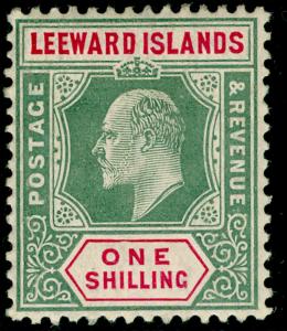 LEEWARD ISLANDS SG35, 1s green & carmine, LH MINT. Cat £48.