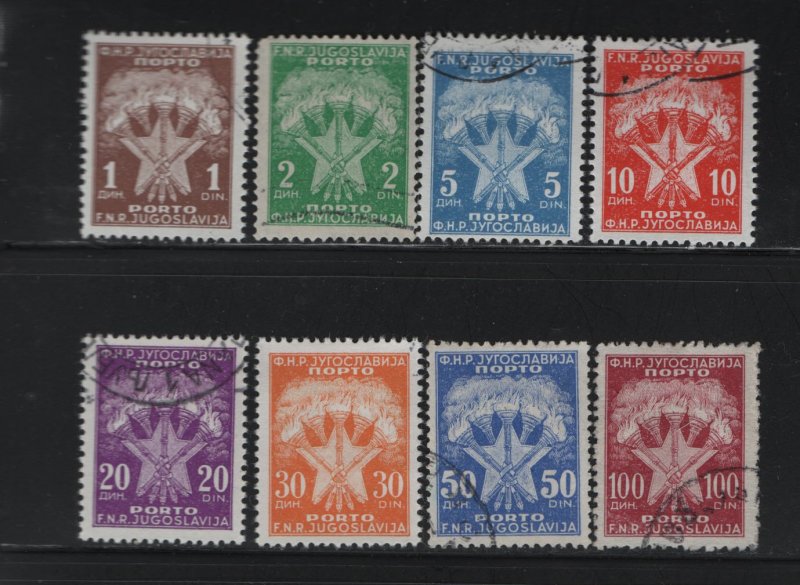 YUGOSLAVIA J67-J74 (8) Set, Used, 1951-52 Postage Due