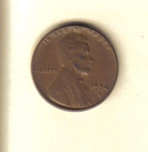 1954S - Lincoln Head Penny see pics for condition.