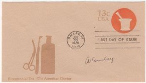 US  U574 FDC Signed by Arthur Kornberg, Nobel Prize wiinner 1959