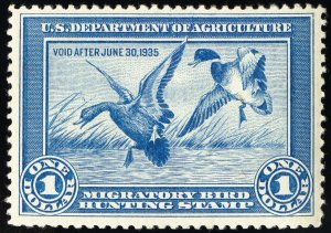 US Stamps # RW1 Duck MLH VF Fresh Scott Value $300.00