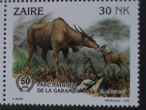 ​ZAIRE-1993-SC# 1403 NATL.GAME PARK 50TH ANNIV: CAPE ELAND MNH BLOCK VF