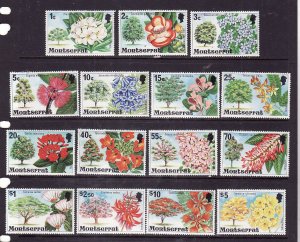 Montserrat-Sc#340-54-Unused NH set-Flowering Trees-1976-