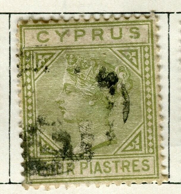 CYPRUS; 1892 classic QV Crown CA issue fine used 4Pi. value