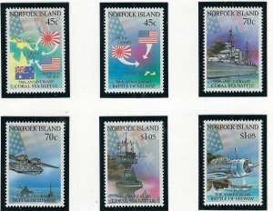 Norfolk Is 520-25 MNH 1992 Anniv of Coral Sea and Midway battles (ak3400)