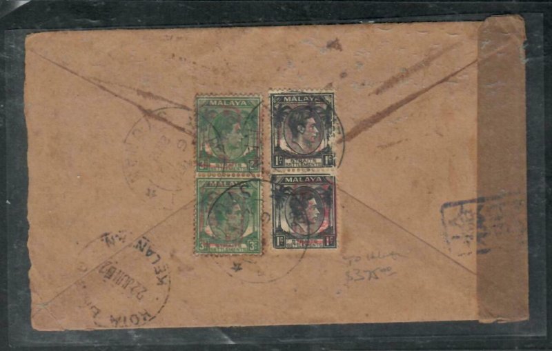 MALAYA JAPANESE OCCUPATION SINGAPORE (P3009B) KGVI 1CX2+2CX2 SYONAN-T0-KELANTAN