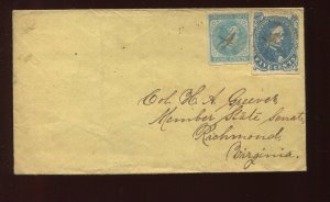 Confederate States 4 & 7 Used Stamps on Cover to Richmond VA LV4424