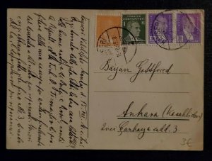 1938 Kayseri Turkey Multi Franking Handwritten Postcard Cover 