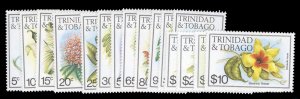 Trinidad and Tobago #392-407 Cat$24.80, 1983 Flowers, complete set, lightly h...