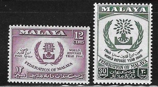 Malaya 1960 World Refugee Year Sc 94-95 MNH A231