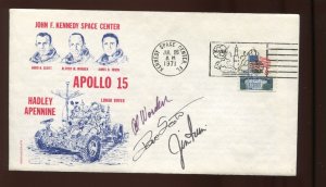 APOLLO 15 ASTRONAUT SCOTT, WORDEN & IRWIN CREW SIGNED JUL 26 1971 COVER (LV1410)