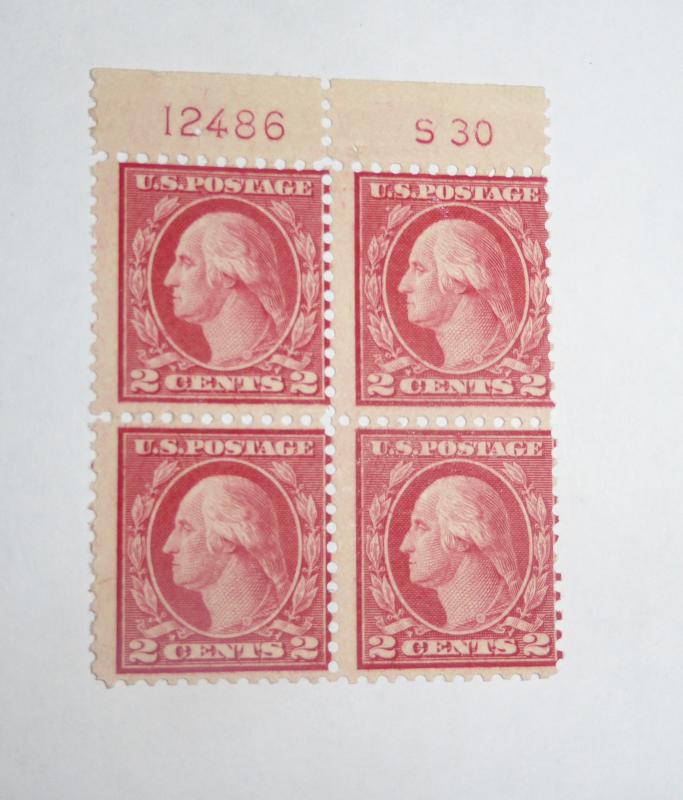 #546 2 cent Washington plate of 4 with s30