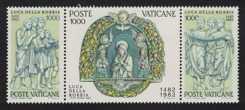 Vatican 500th Death Anniversary of Luca della Robbia strip of 3v 1982 MNH