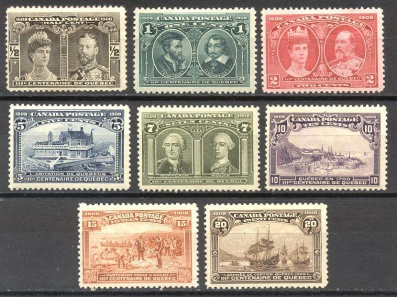 CANADA #96-103 Mint - 1908 Tercentenary Set