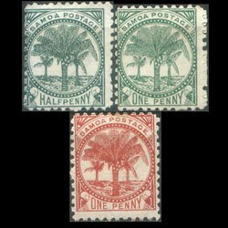 SAMOA 1899 - Scott# 10-12 Palms 1/2-1p LH