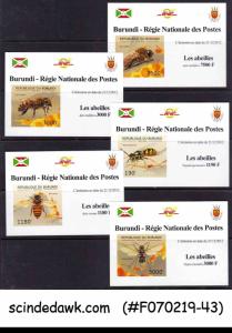 BURUNDI - 2012  BEE INSECTS  - SET OF 5 DELUXE SHEETS MNH IMPERF