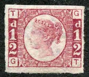 SG49a 1/2d (GT) Plate 1 IMPERF STUNNING COLOUR Superb Mint with BIG MARGINS