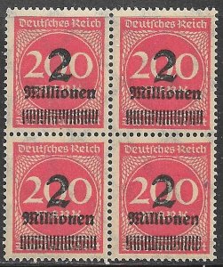 GERMANY 1923 2mil m on 200m Inflation Issue BLOCK OF 4 Sc 269 MNH