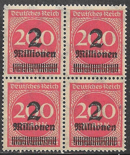 GERMANY 1923 2mil m on 200m Inflation Issue BLOCK OF 4 Sc 269 MNH