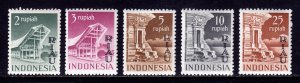 INDONESIA — SCOTT 18/22 — 1954 RIAU OVPT. HIGH VALUES — MNH — SCV $27