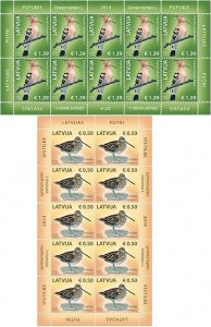 Latvia 2014 Birds Hoopoe and Jack snipe set of 2 sheetlets MNH