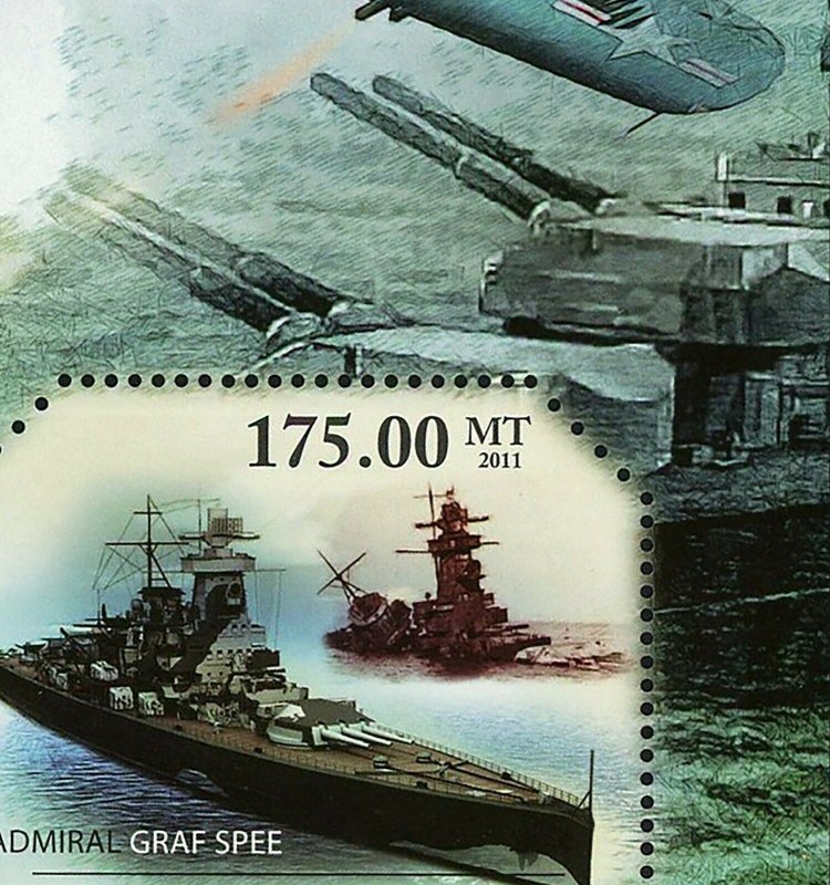 Military Boats of World War II Stamp Admiral Graf Spee S/S MNH #4656 / Bl.464