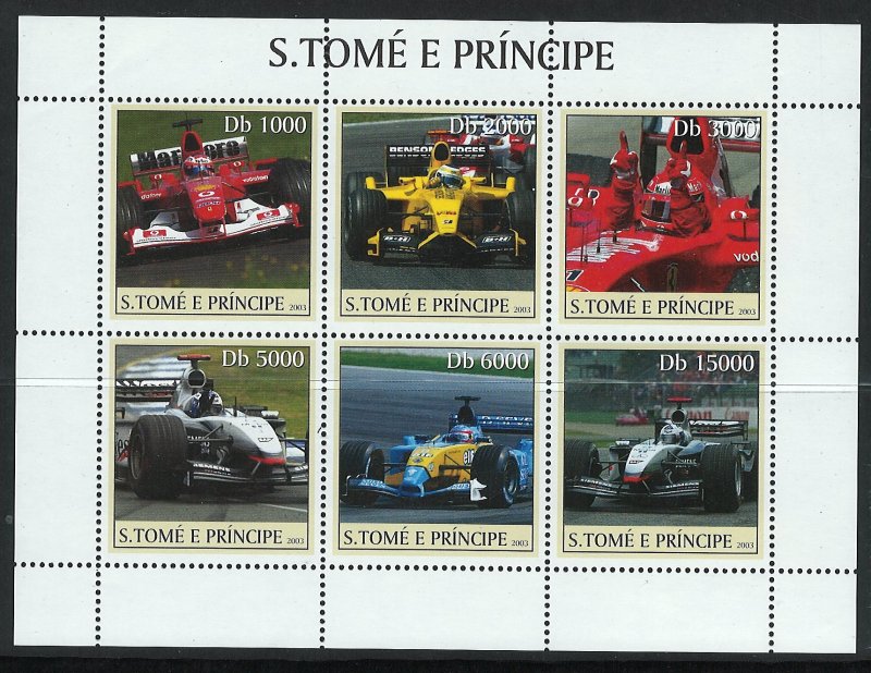 Saint Thomas Scott 1549 MNH! Complete Set! Formula 1 Racing!